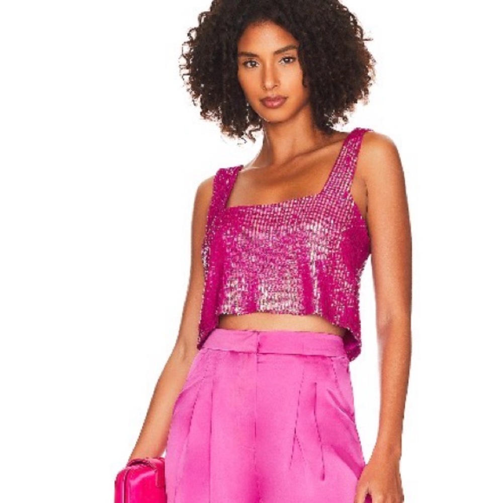 Show Me Your MuMu Fuchsia Sequin Crop Top